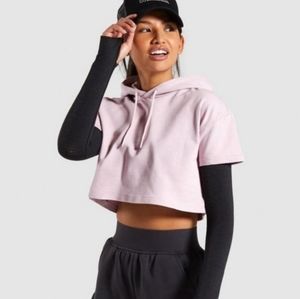 Gymshark Legacy Cropped Short Sleeve Hoodie in Pink Size M